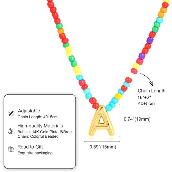 Charming Handmade Initial Necklace with Colorful Beads - Unique Women's Jewelry - Picture 7 of 7